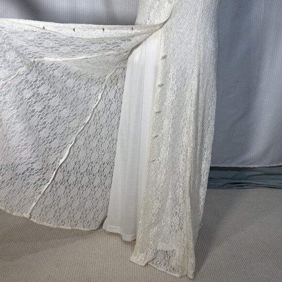 Vintage New Frontier Maxi Gown Lace Cottagecore Prairie Victorian Corset Tie - Picture 7 of 15